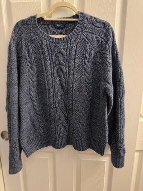 Ralph Lauren Blue Cable Knit Crewneck Sweater